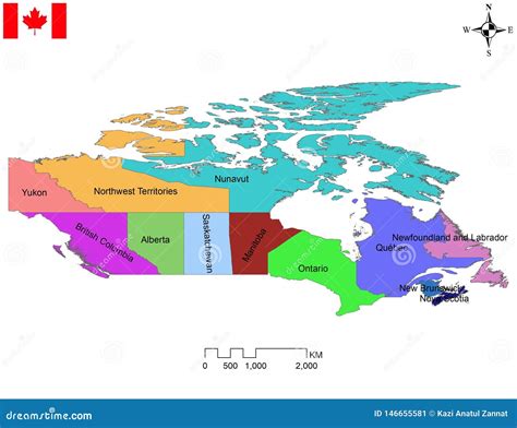 Canadian Map Of Provinces And Territories Canada Map Royalty Free Stock