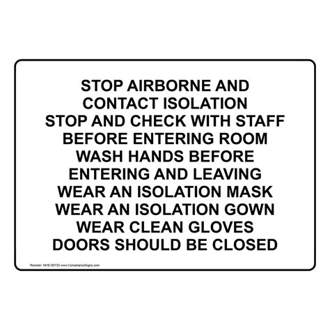 Portrait Stop Airborne And Contact Isolation Sign Nhep 50733