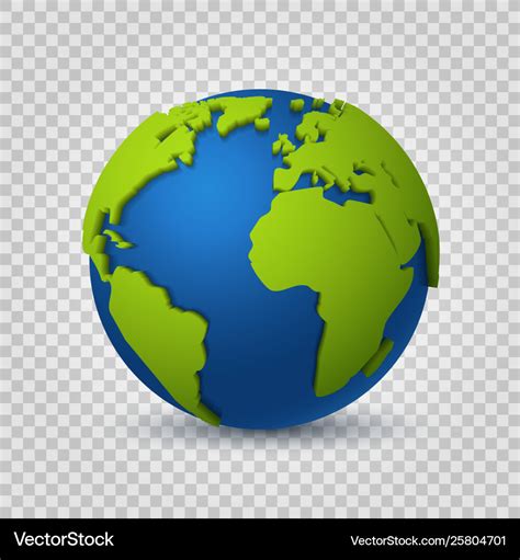 Globe 3d Earth World Map Green Space Planet Vector Image