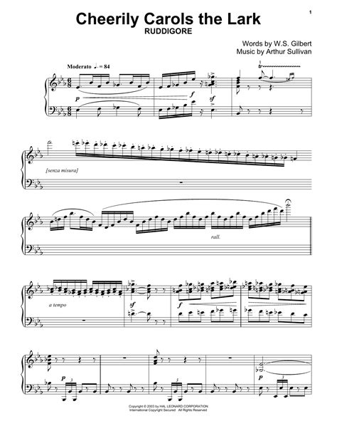 Gilbert And Sullivan Cheerily Carols The Lark Sheet Music Pdf Notes Chords Classical Score