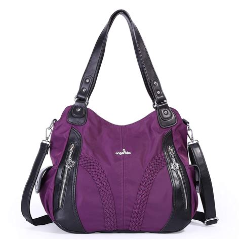 Angelkiss Women Top Handle Satchel Handbags Shoulder Bag Messenger Tote Washed Leather Purses