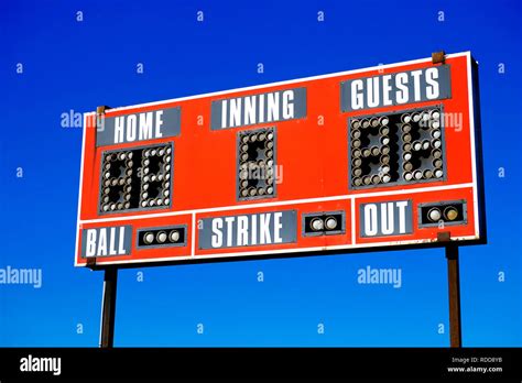 Baseball Scoreboard With Details Of Score Ball Strike Innings Stock