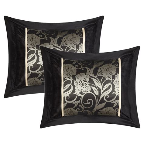 Lanco Polyester Comforter Set Full Black 7 Pieces