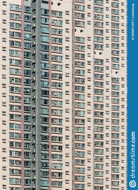 Exterior Of High Rise Residential Building In Hong Kong City Stock