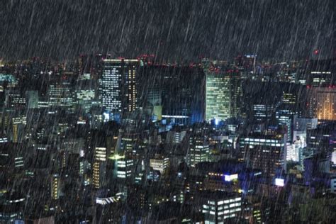 Falling Rain In Tokyo Photo Background And Picture For Free Download