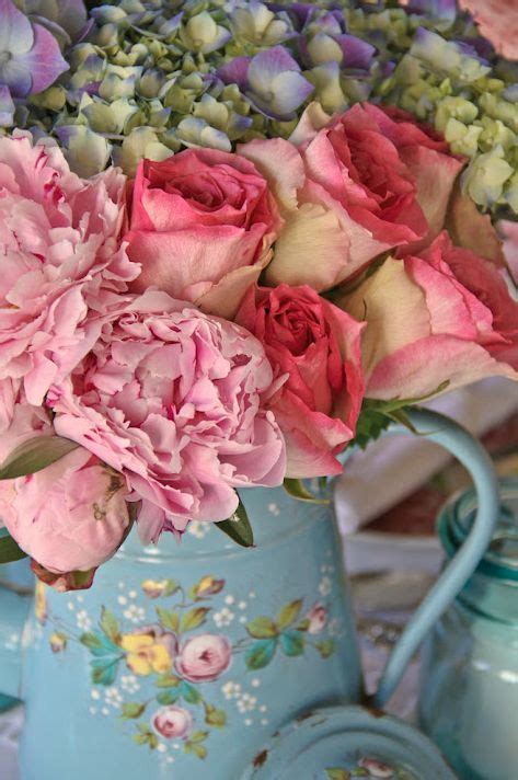 Shabby chic is a trend of gift products and home gifts hat are stocked as part of our homewares and home range wholesale gifts. Blue decorated jug with beautiful flowers (With images ...
