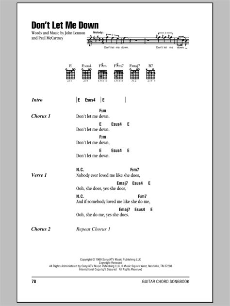 Don T Let Me Down Sheet Music By The Beatles Lyrics Chords