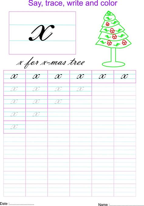 Do you really have nothing better to do than stand there all day and watch me write in cursive? Cursive small letter 'x' worksheet