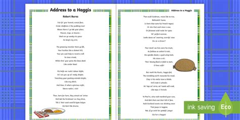 address to a haggis display poster