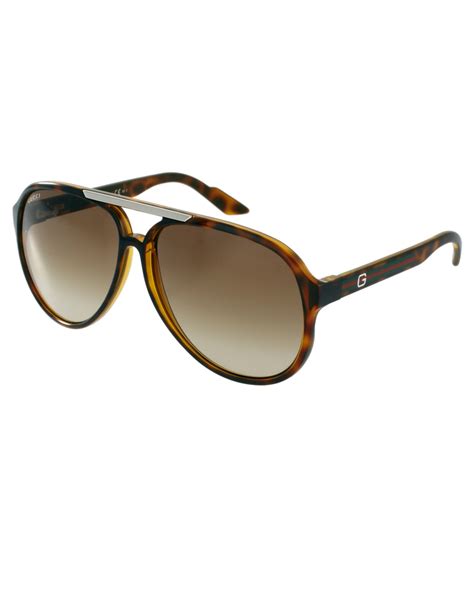Gucci Aviator Sunglasses In Tortoise Brown For Men Lyst