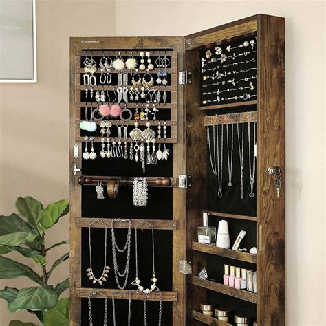 Brown Wall Mounted Jewelry Armoire On Sale Jewelry Storage