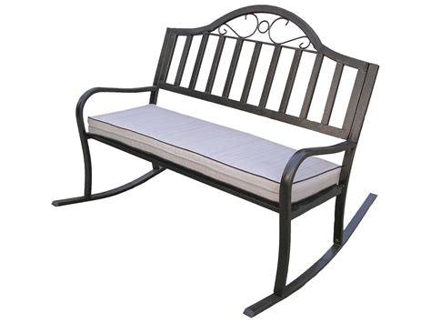 Oakland Living Rochester Wrought Iron Rocking Bench With Cushion Ol6125hb