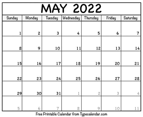 May 2022 Calendar Free Printable Calendar Templates May 2022