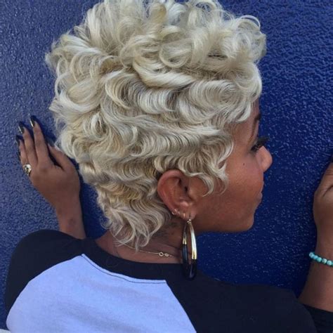 Blonde Curly Pixie For African American Women Medium Length Hair Styles
