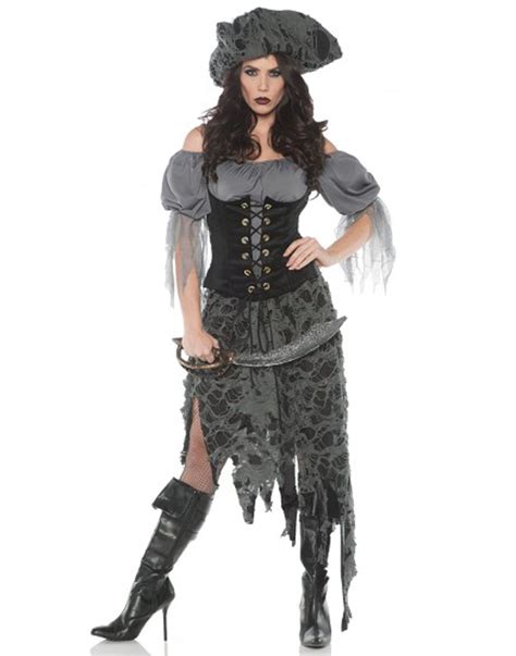 Lost At Sea Womens Adult Grey Ghost Pirate Halloween Costume