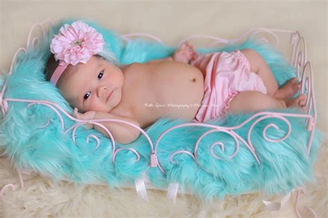 Ocean Blue Mongolian Faux Fur Photography Prop Rug Newborn Baby Toddle