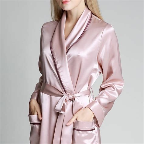 22 Momme Full Length Luxurious Silk Robe With Piping Women Silk Robe