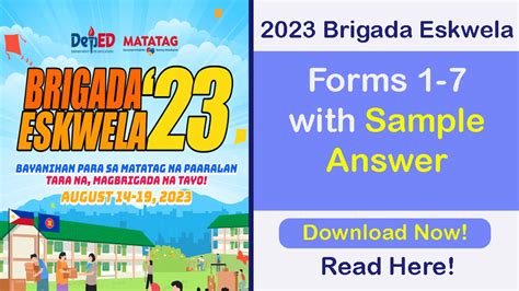 Brigada Eskwela 2023 Forms 1234567 With Sample Answer Download