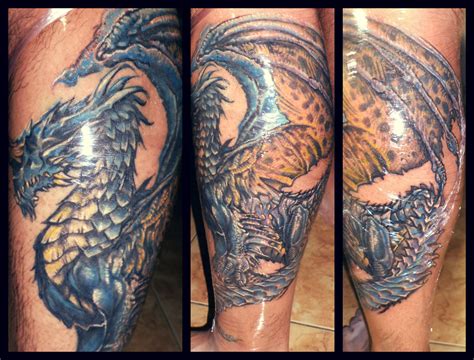 Dungeons And Dragons Gargantuan Blue Dragon Tattoo By
