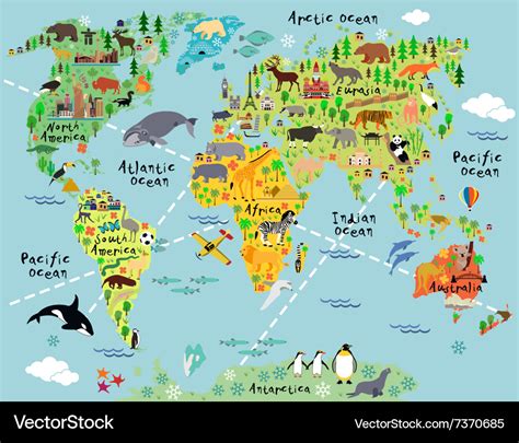 Cartoon World Map Royalty Free Vector Image Vectorstock
