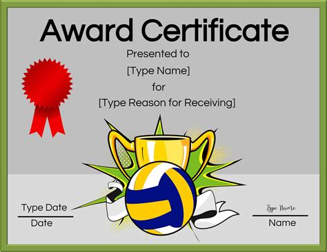 Printable certificate worth hanging on the wall. Free Volleyball Certificate | Edit Online and Print at Home