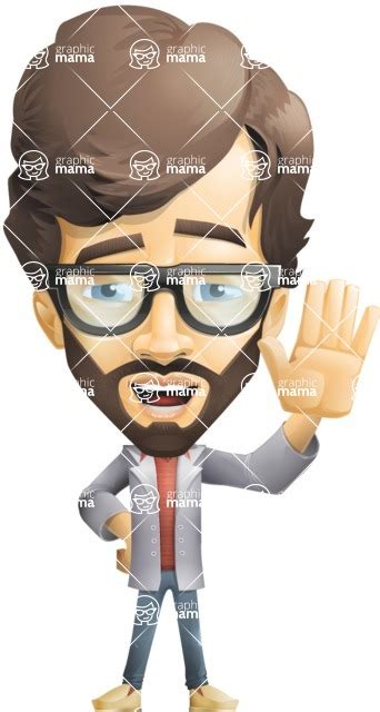 Vector Smart Guy Cartoon Character Harry Beard Hello Graphicmama