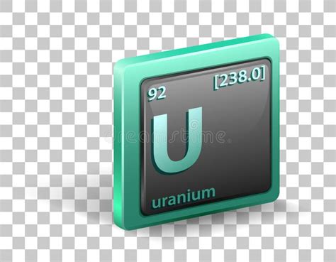 Uranium U Chemical Element Uranium Sign With Atomic Number Chemical