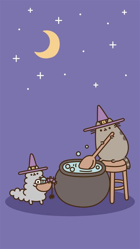 Enter the #pusheensweetsshop giveaway for a chance to win these four deliciously adorable #pusheen. pusheen iphone wallpaper halloween (With images) | Witch ...