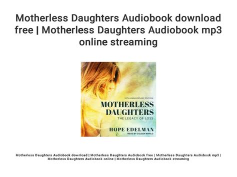 Motherless Daughters Audiobook Download Free Motherless Daughters