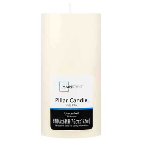 Mainstays Unscented Pillar Candle 3 X 6 Inches Ivory