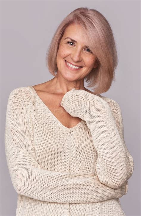 Smiling Beautiful Mid Aged Woman Isolated Stock Image Image Of