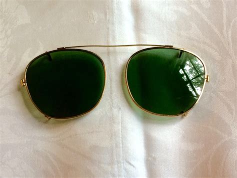 Vintage Clip On Sunglasses Mod Aviator Style Green Lenses Etsy Clip On Sunglasses Retro