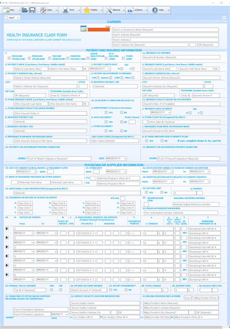 Hcfa 1500 Fill And Print Medical Insurance Form Software