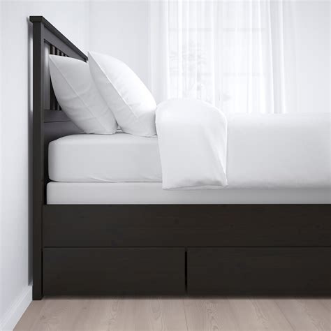 Hemnes Bed Frame With 2 Storage Boxes Black Brownespevär Full Ikea