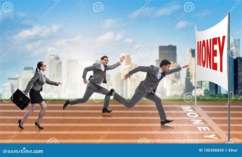 The Business People Running Towards Money Goal Stock Photo Image Of