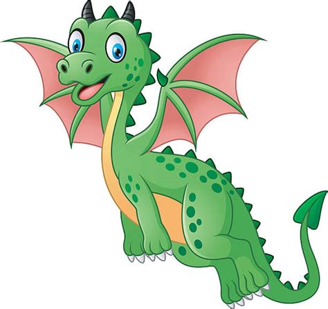 Cute Green Dragon Flying Illustrations Royalty Free Vector Graphics