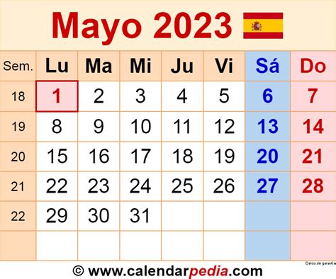 Calendario Mayo 2023 En Word Excel Y Pdf Calendarpedia