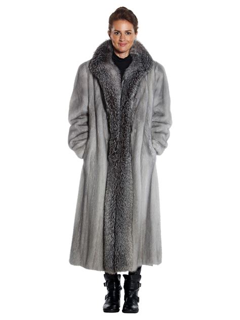 Full Length Grey Cerulean Mink Fur Coat Womens Fur Coat Large