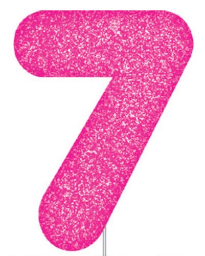 Pink Glitter Number 7 Candles Cake Topper Girls Birthday Party Cake