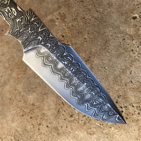 Laminated 13 Cm Blade With Damascus Steel With Nickel Custom Etsy