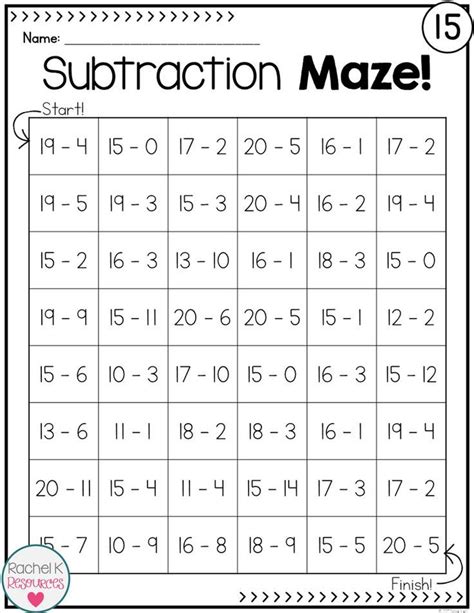 Subtraction Practice Mazes In 2020 Fun Math Worksheets Subtraction