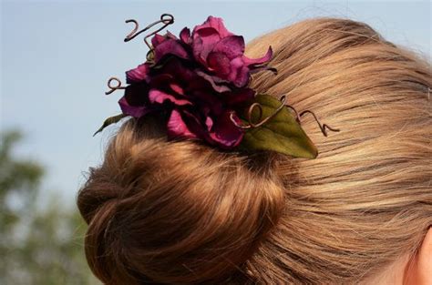 Deep Purple Wedding Hairpiece Flower Hair By Owlblossomforever