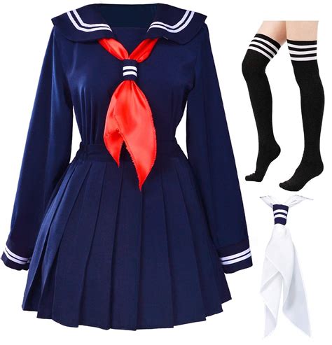Classic Japanese School Girls Sailor Dress Shirts Uniform Anime Cosplay Costumes With Socks Set