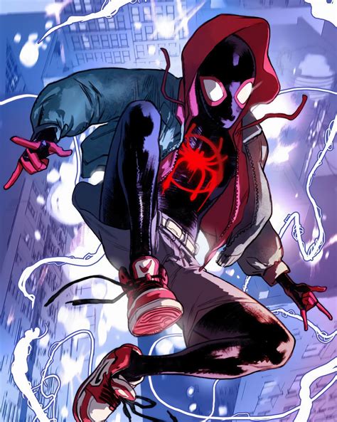 Into The Spider Verse Miles Morales Cover Hqtextless Spiderman