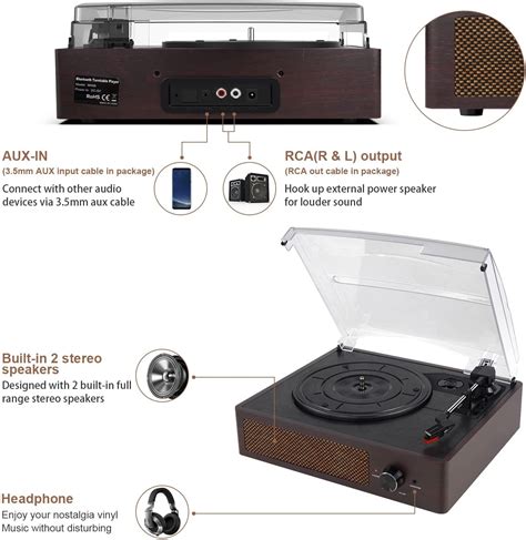 Buy Vinyl Record Player Bluetooth Turntable With Built In Speakers3