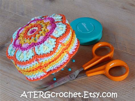 Crochet Pattern Pincushion Flower By Atergcrochet Etsy