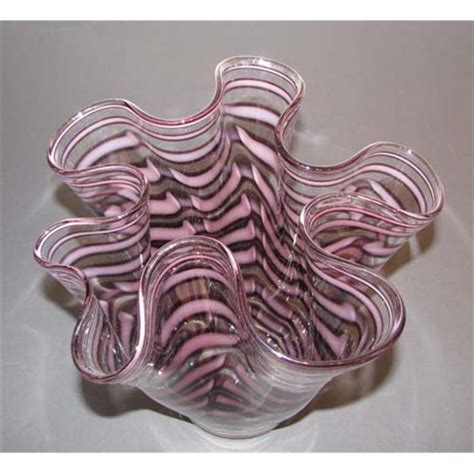 Purple Striped Clear Murano Glass Vase