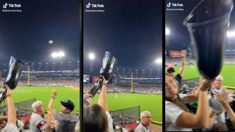 Video Baseball Fan Catches Ball Using Her Prosthetic Leg Gets Massive Cheer From Crowd And
