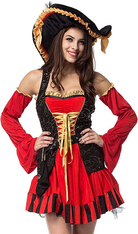 barathrum women halloween party sexy matador pirate captain cosplay costume with hat