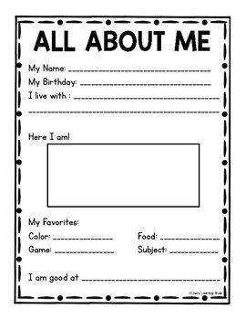 All about me worksheet is perfect for first week of school. All About Me Worksheet | All about me worksheet, First ...